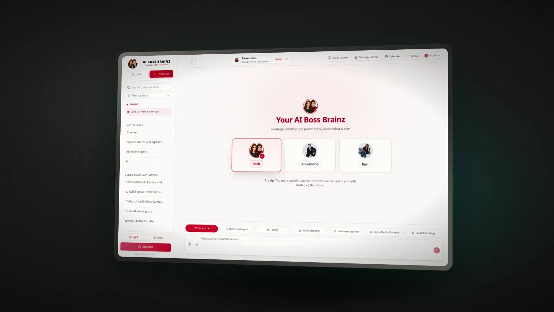 AI Boss Brainz, project interface