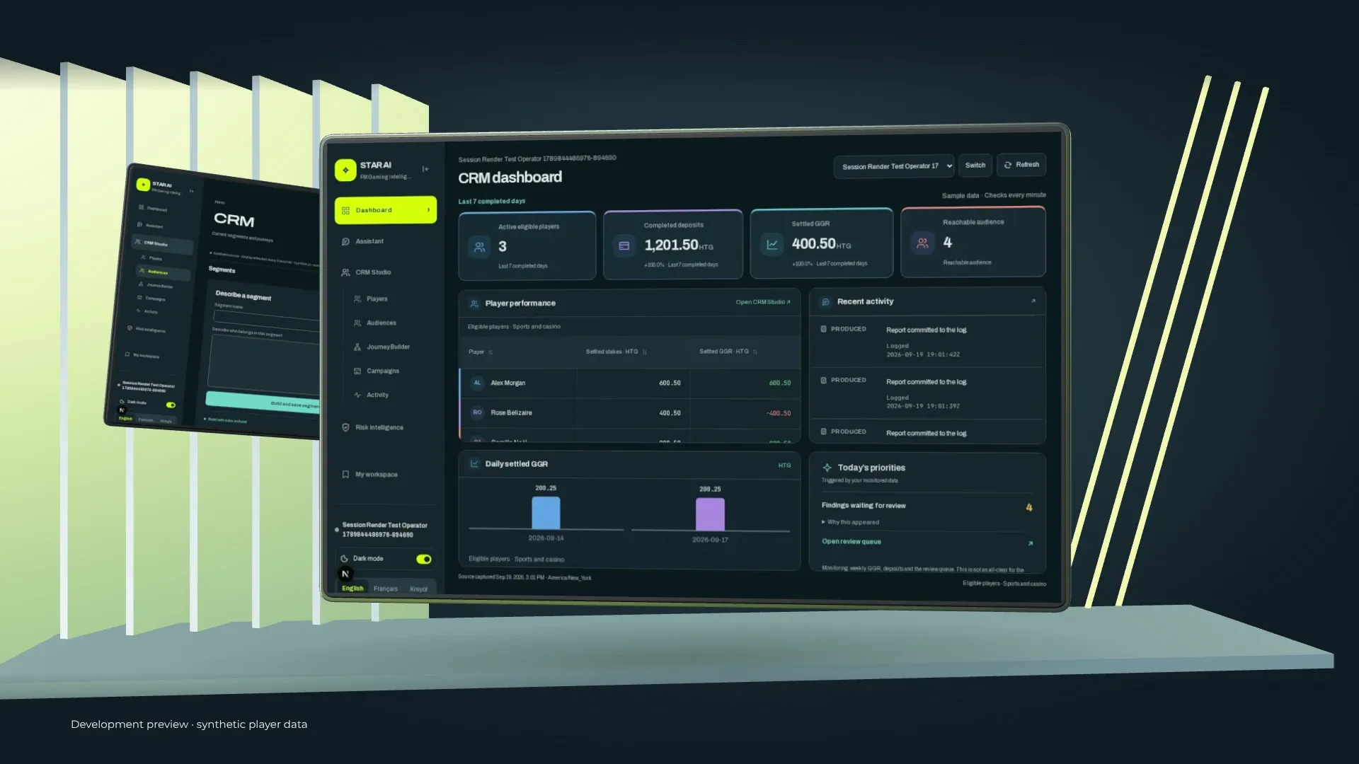 First Minute Gaming AI System, product interface