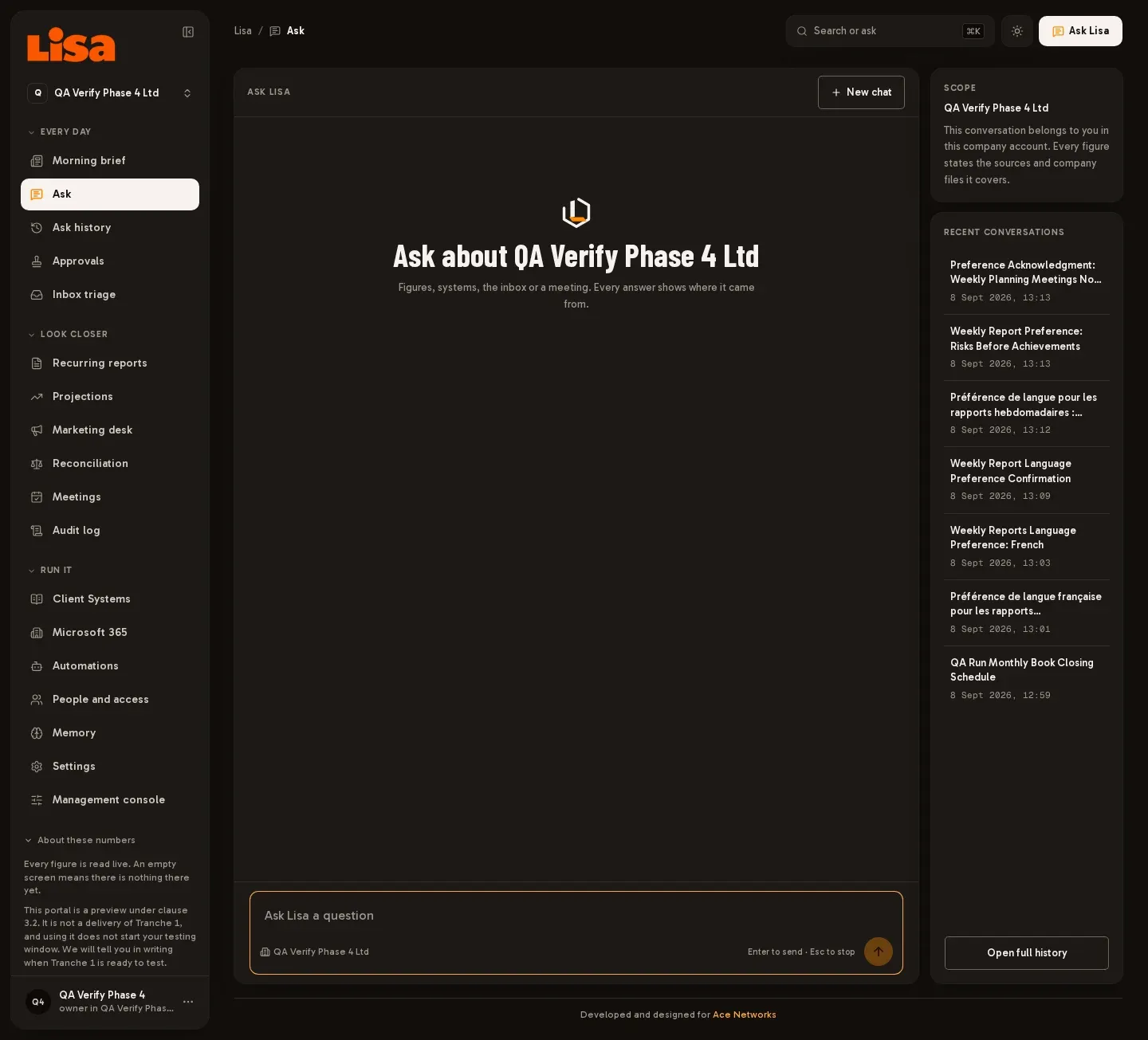 Lisa AI Operating System, project interface
